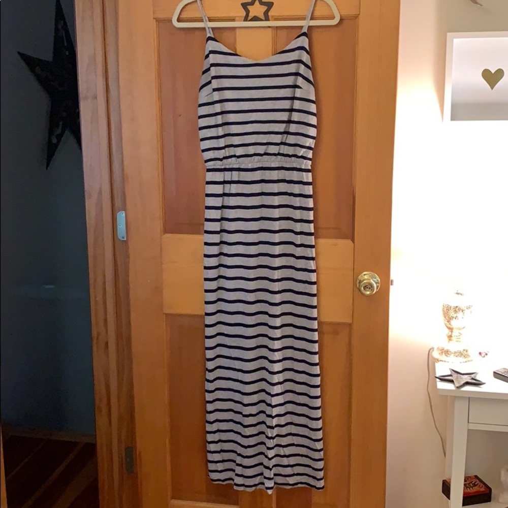 Gap grey and navy stripped maxi dress
